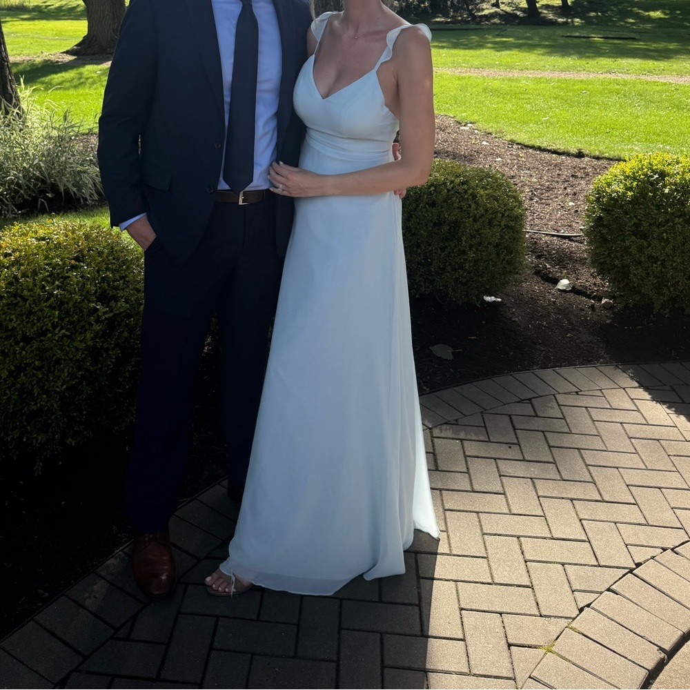 Azazie Light Blue Backless Dress